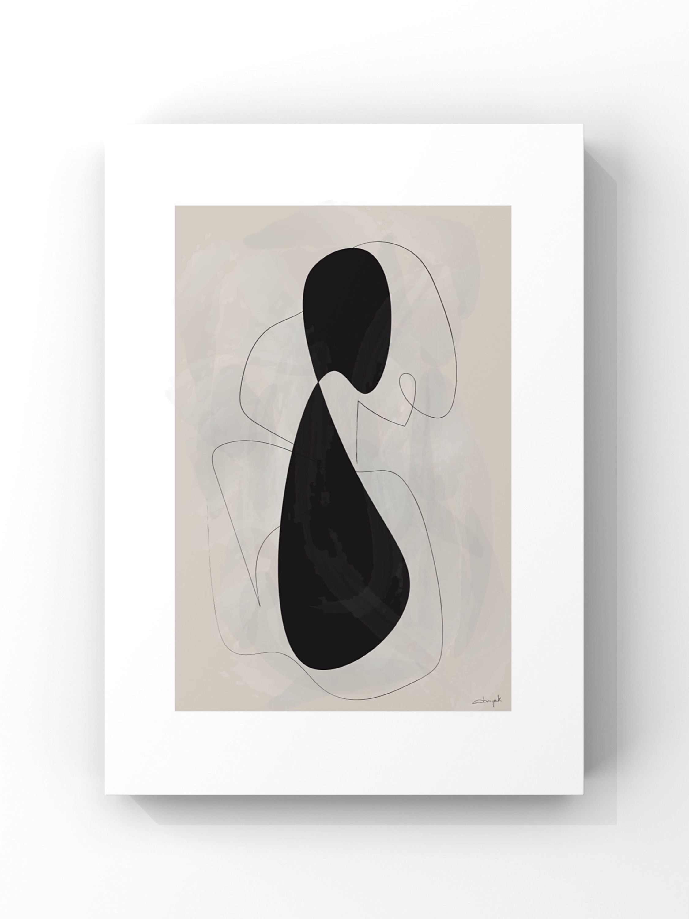 Abstract Art Seri No.3 modern minimal siyah konturlu soyut poster tablo