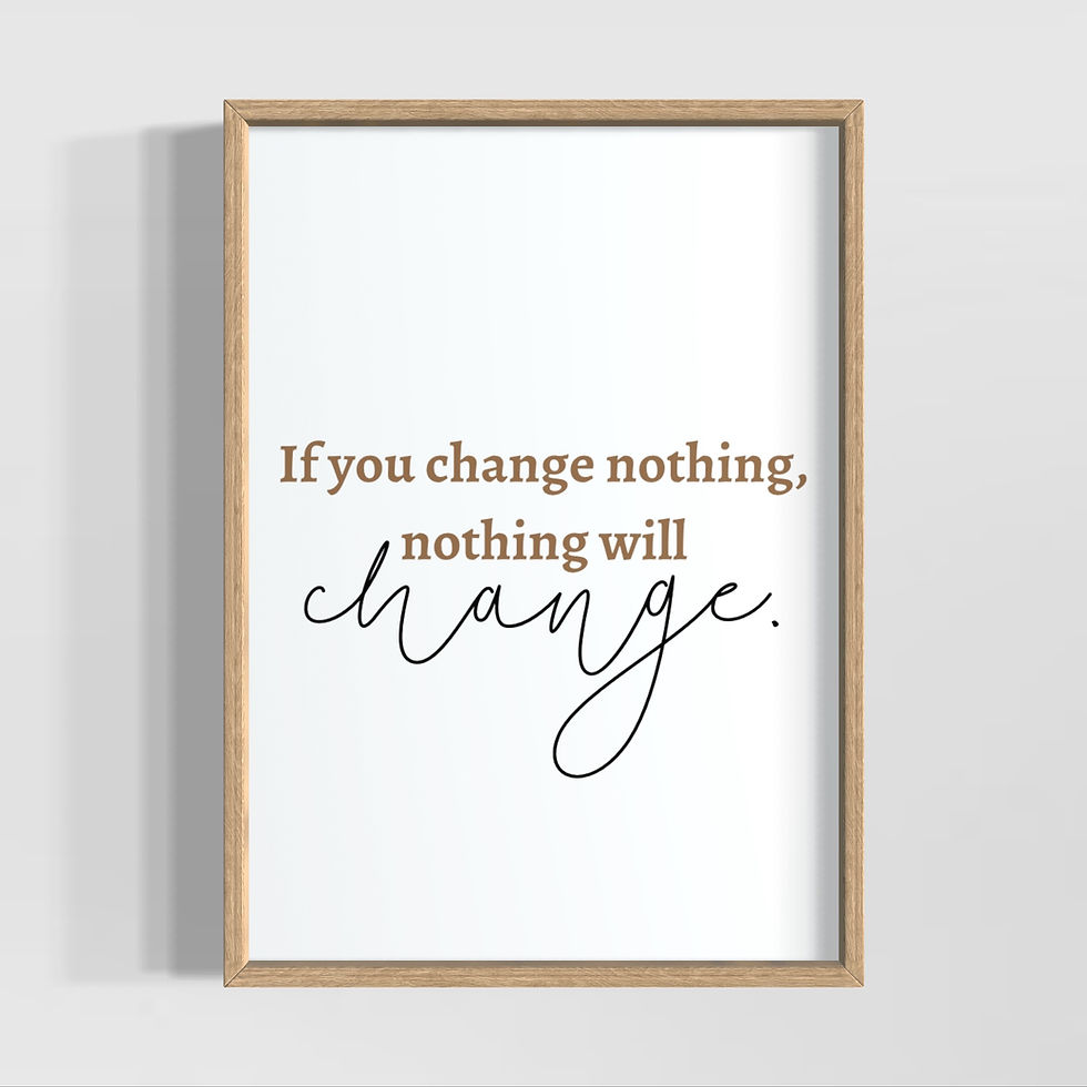 Küçük resim: if you change nothing yazı posteri minimal tipografi motivasyon tablo ahşap çerçeveli görünüm