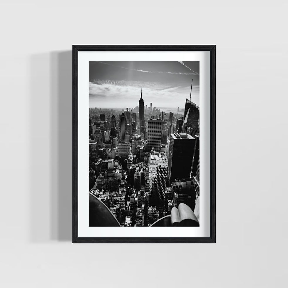 Küçük resim: new york şehir manzarası siyah beyaz skyline modern fotoğraf poster tablo siyah çerçeveli görünüm