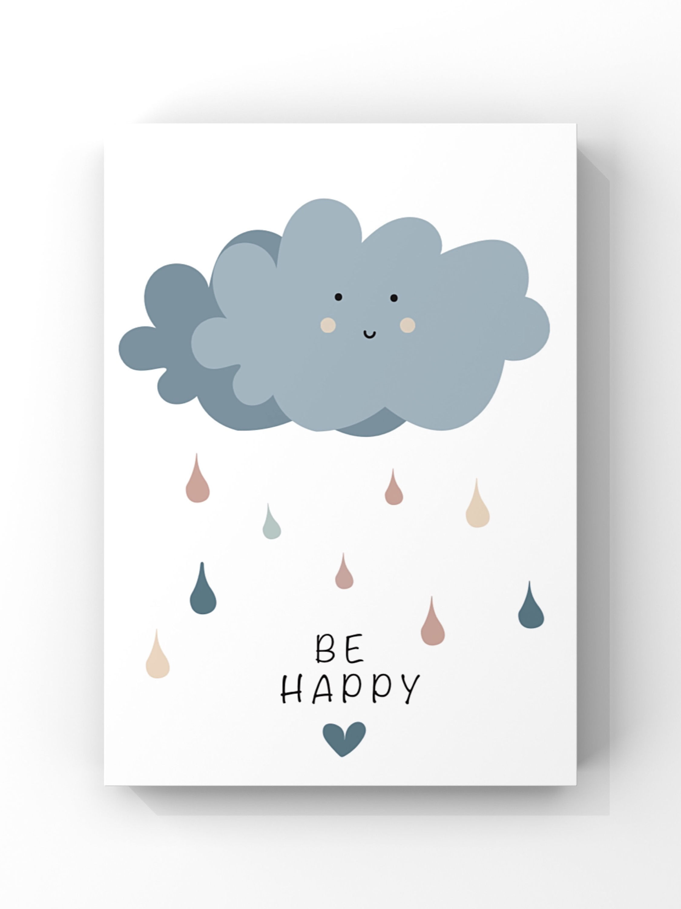 Be Happy Cloud Kids Poster Tablo – Tablodes çocuk odası dekorasyon posteri