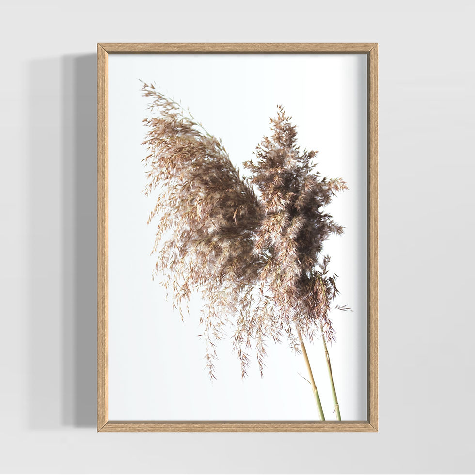 Küçük resim: doğal pampas otu bej tonlarında modern poster tablo minimal dekor ahşap çerçeveli görünüm