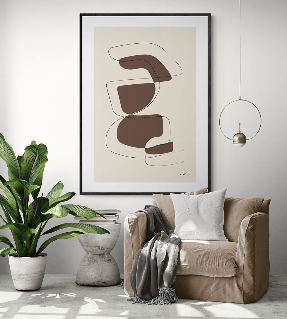 Brown Lines Seri 2 – Kahverengi soyut modern çizgilerden oluşan minimal poster tasarımı
