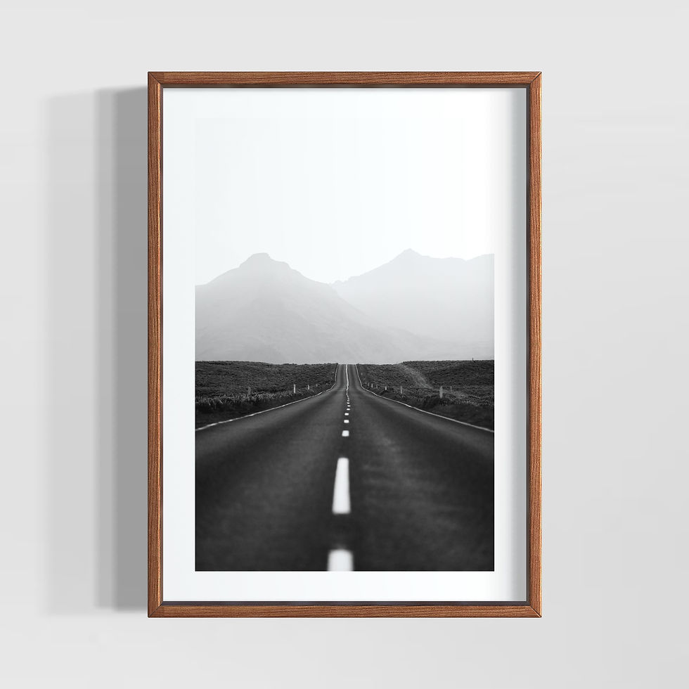 Küçük resim: Natural World Seri 5 siyah-beyaz yol ve dağ manzarası poster tasarımı