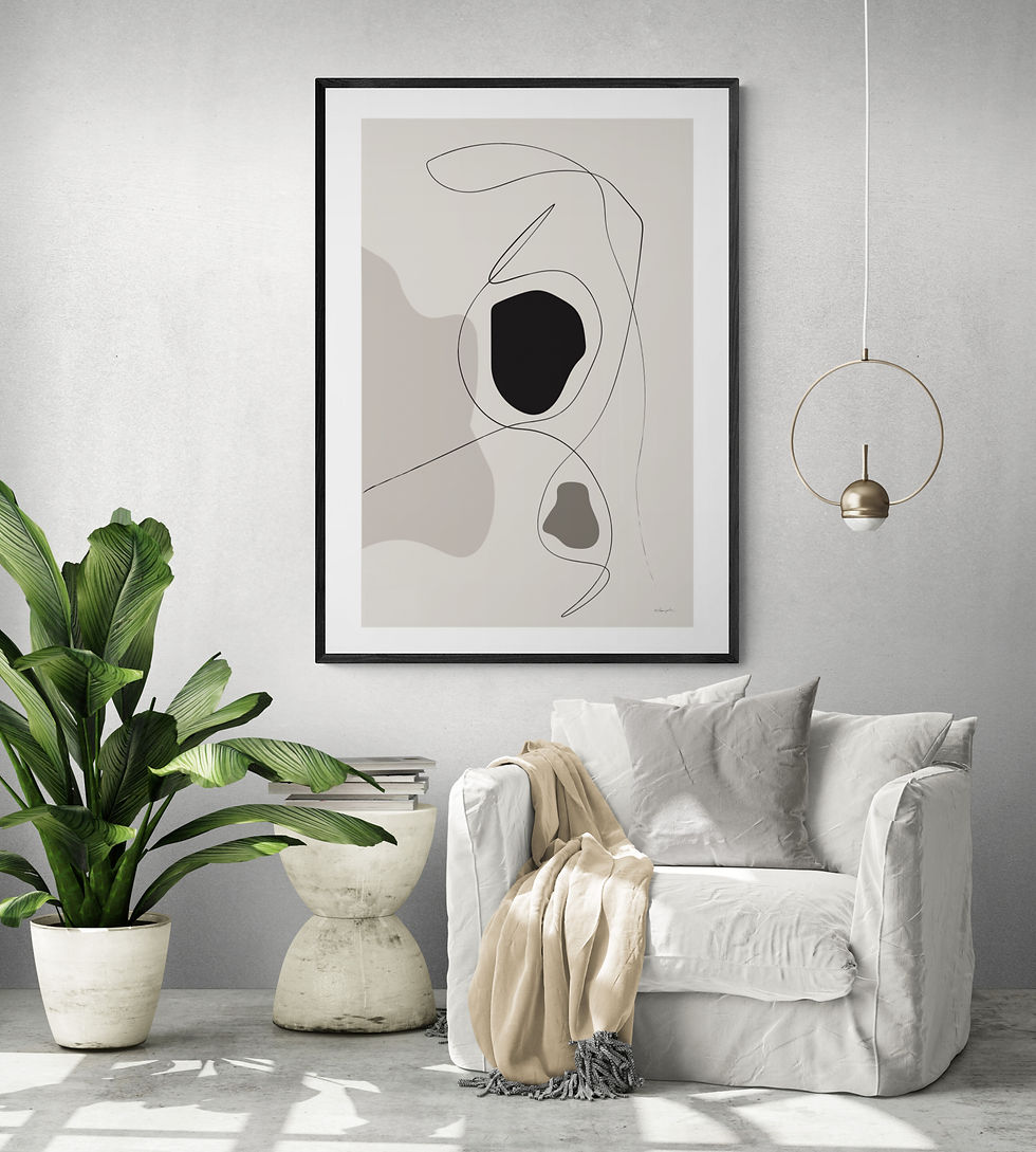 Flowing Shapes Organic Abstract Poster Tablo – Tablodes modern organik soyut çizgi posteri siyah çerçeveli görünüm