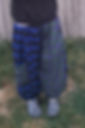 Front View of Blue and Green Plaid Parachute Pants