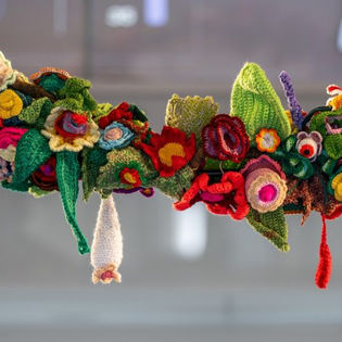 crocheted wreath by Gil Yefman