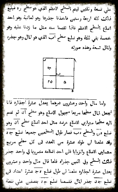 The original Arabic print manuscript of the Book of Algebra by Al-Khwarizmi.