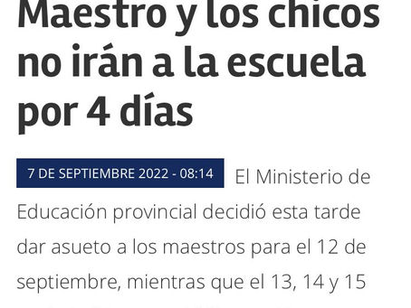 Salta: sin clases del 12 al 15 de septiembre