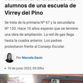 Virrey del Pino: aguas servidas en el patio, clases en containers y sin gas. Nadie los atiende!