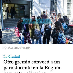 La Plata: martes y miércoles paro docente