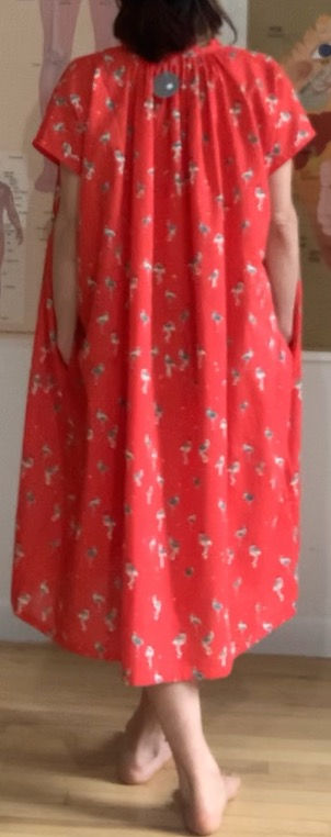 Thumbnail: Flamingo Slub Cotton ‒ Gathered Neck Dress