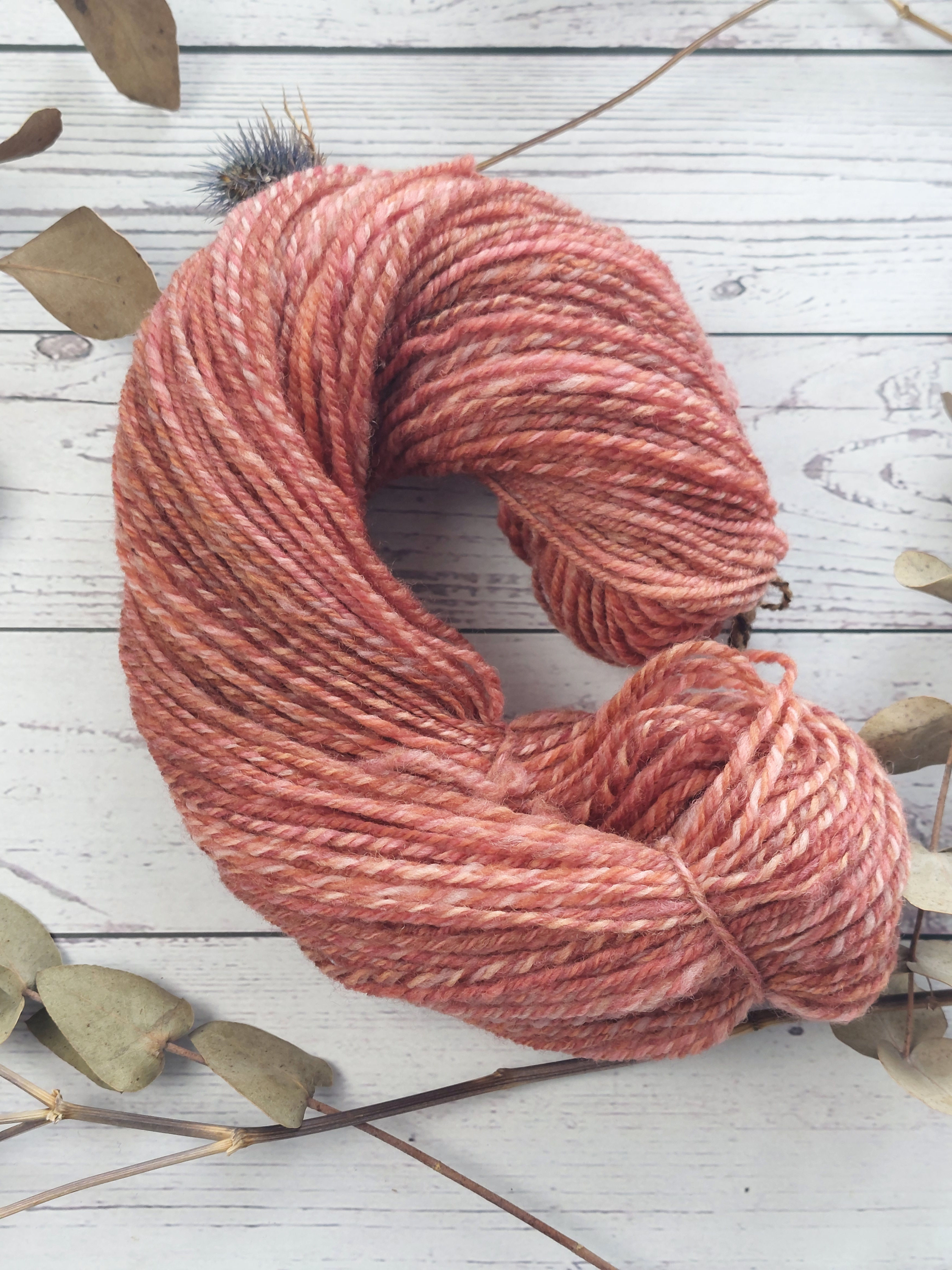 'Rosy Cheeks' Cormo sports weight handspun yarn, 50g
