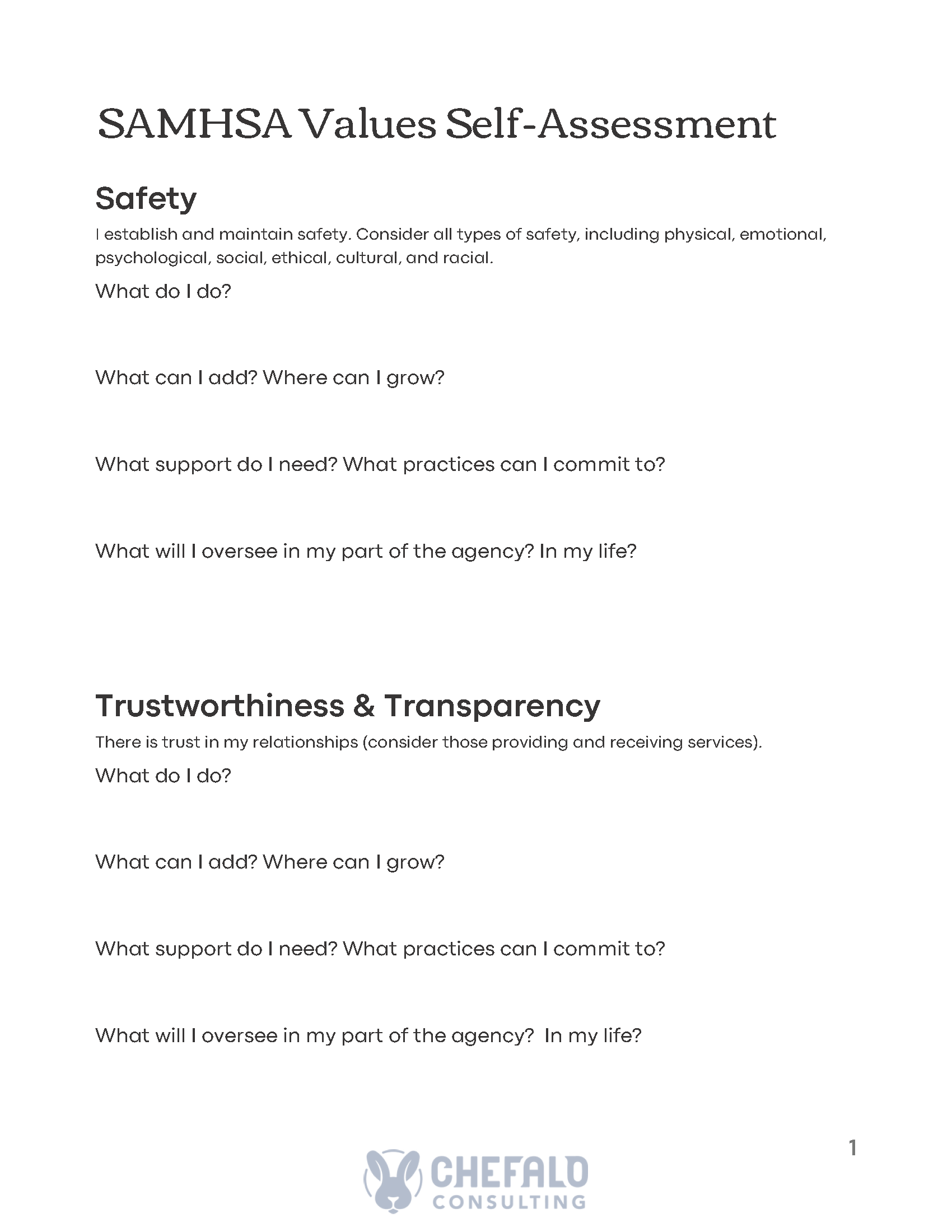 SAMHSA Values Self-Assessment