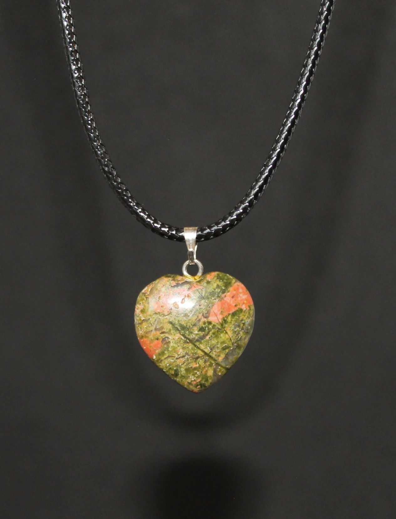 Pendentif Unakite forme coeur - Unakite heart shape Pendant