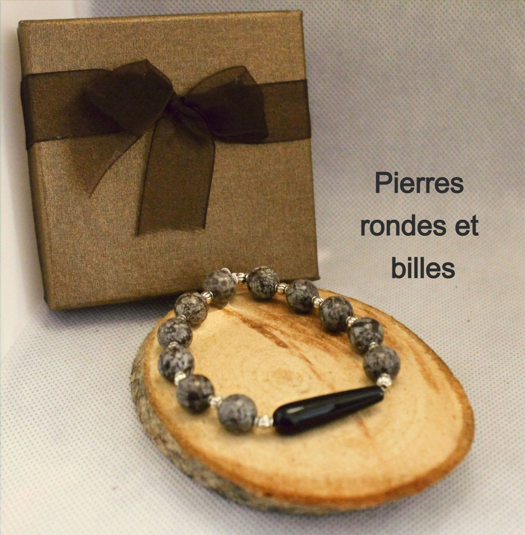 Bracelet Obsidienne acajou et billes - Mahogany obsidian