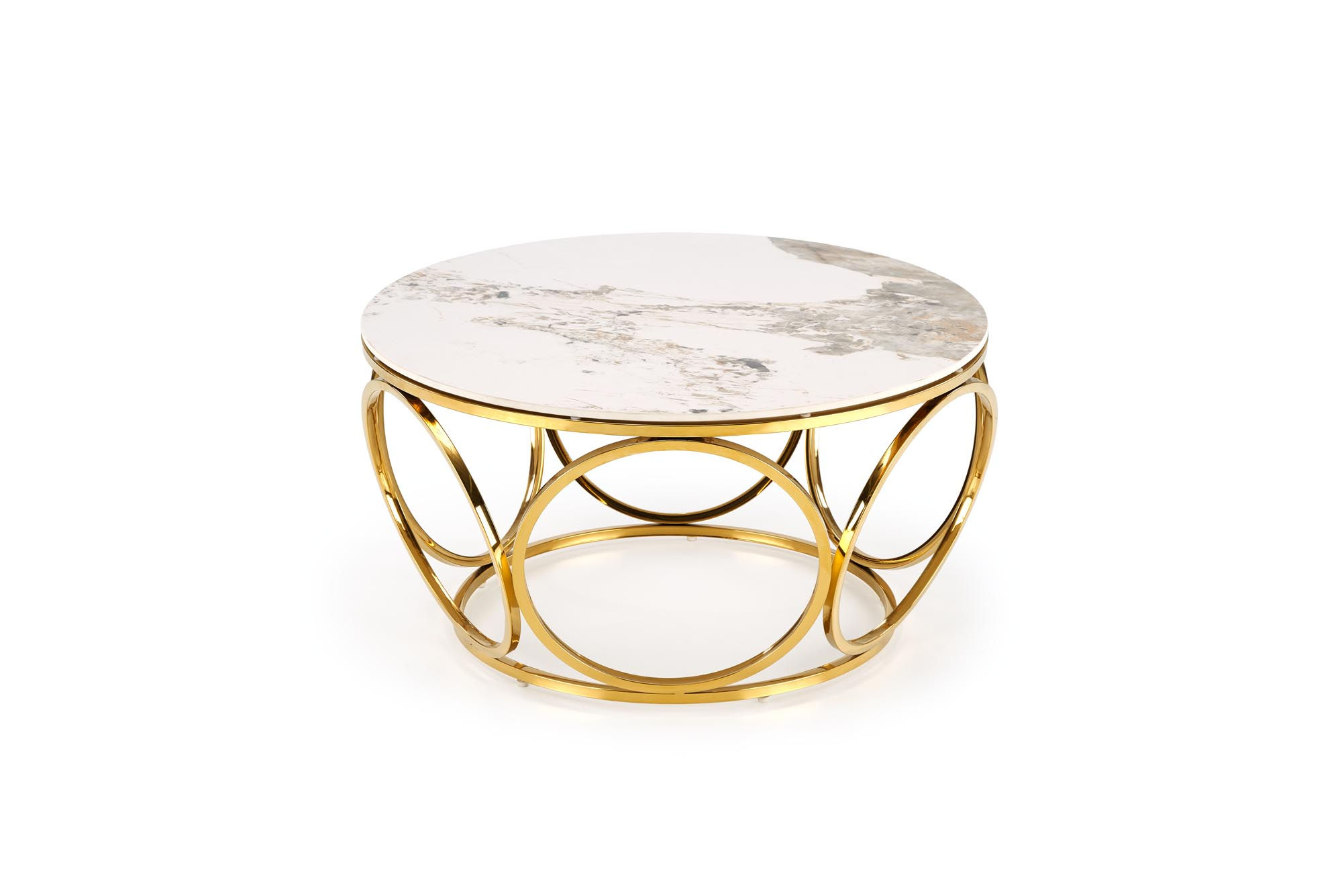 dohányzóasztal fehér márvány-arany