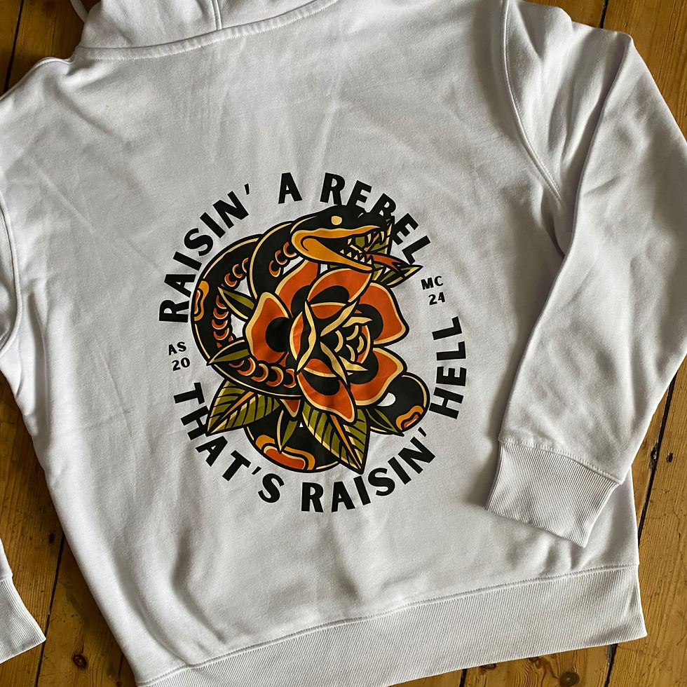 Thumbnail: White raisin’ a rebel snake graphic