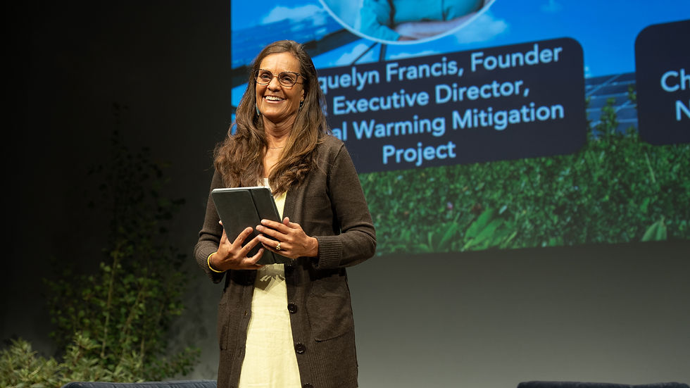 Jacquelyn Francis announcing the winners at the opening night of the Sun Valley Form.