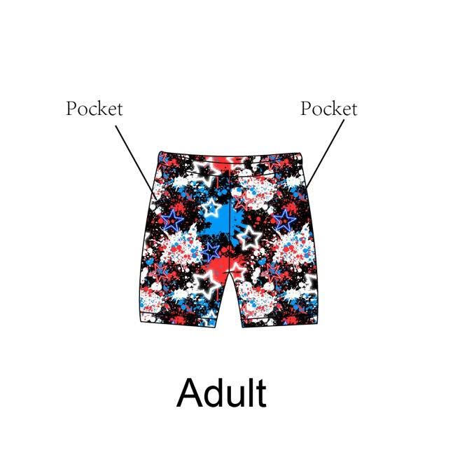 Red White and Blue Adult Biker Shorts-READ DESCRIPTION