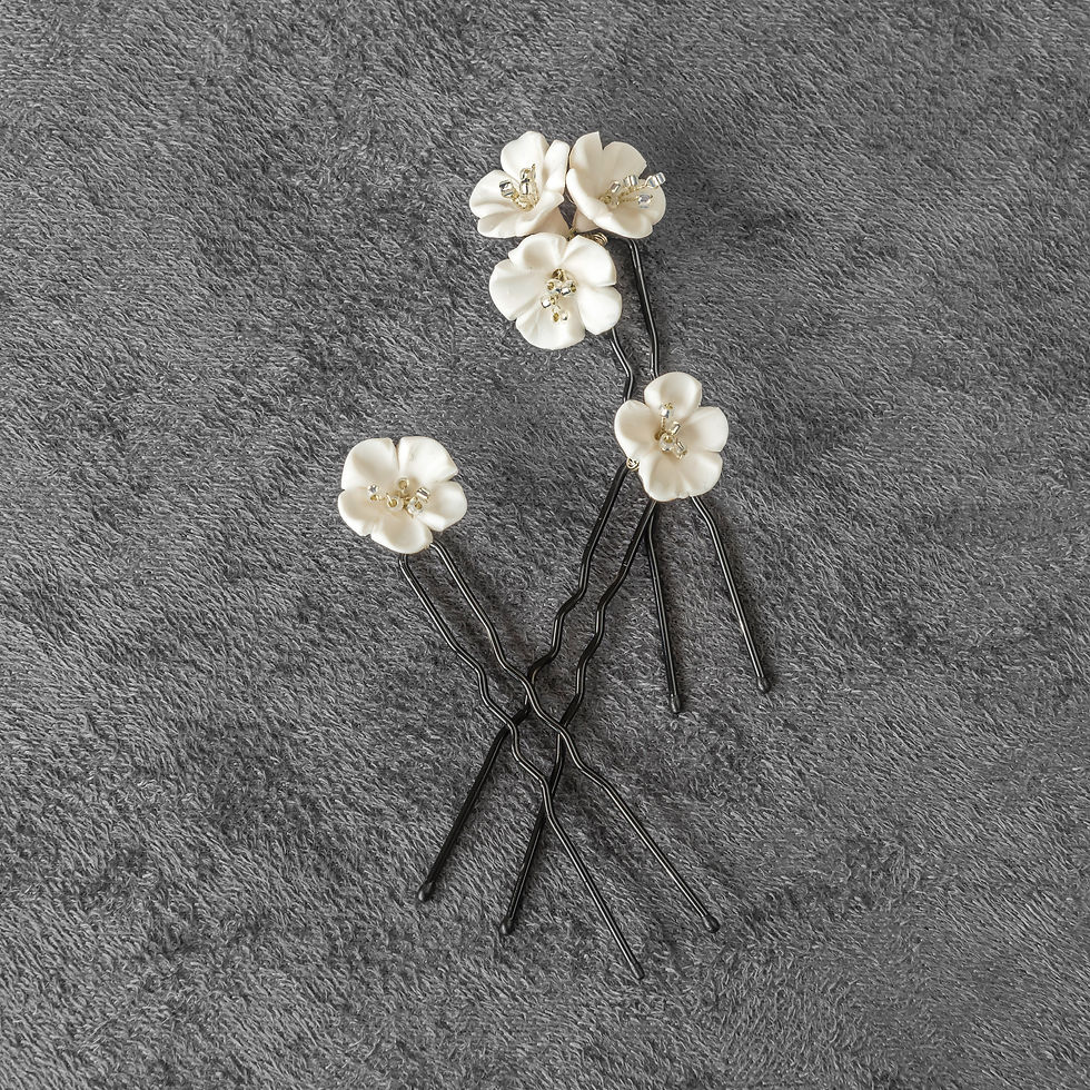 Thumbnail: Josephine Hair Pins – Set of 3 Handmade Clay Flower Bridal Pins