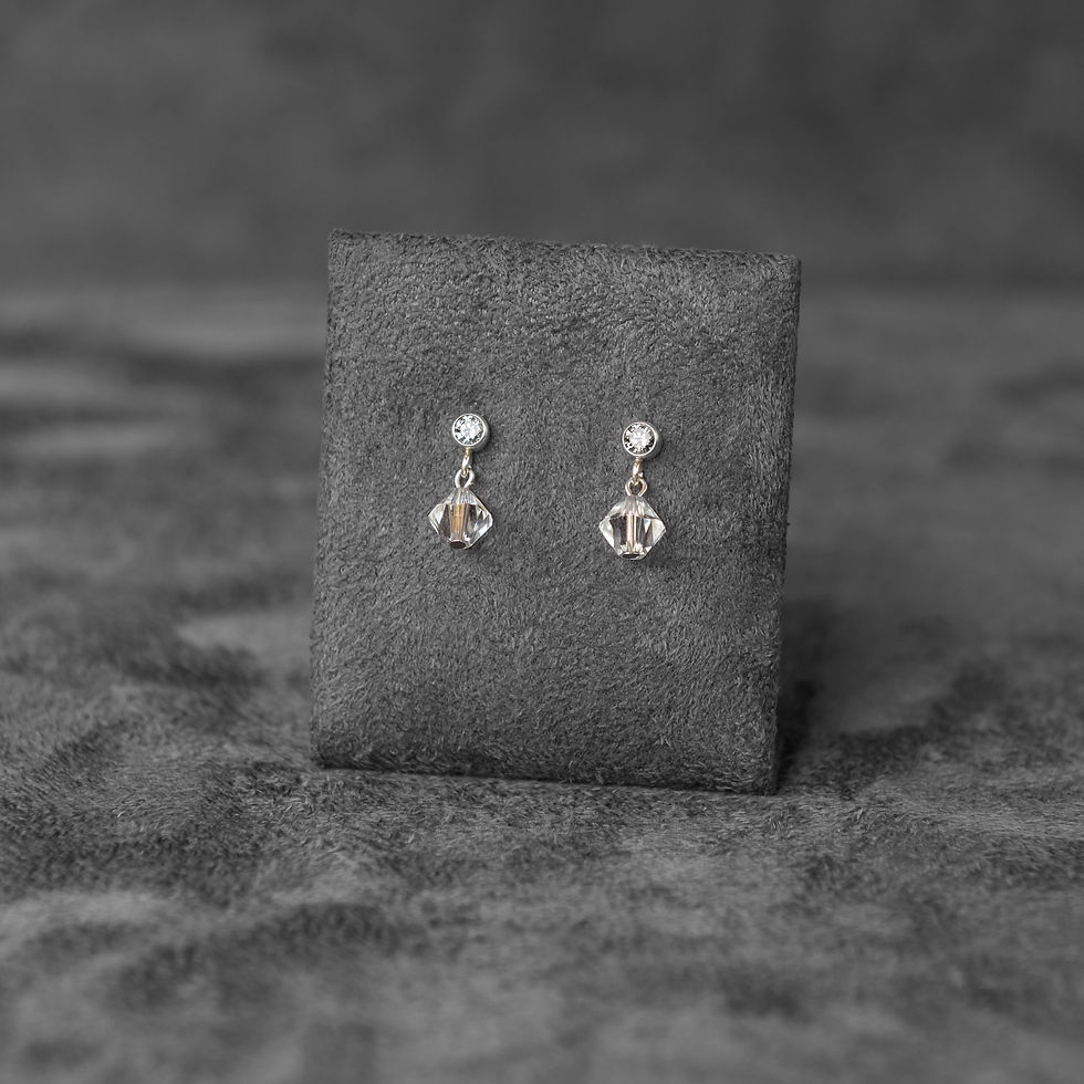 Thumbnail: Jennifer Earrings – Cubic Zirconia & Swarovski Crystal Bridal Studs