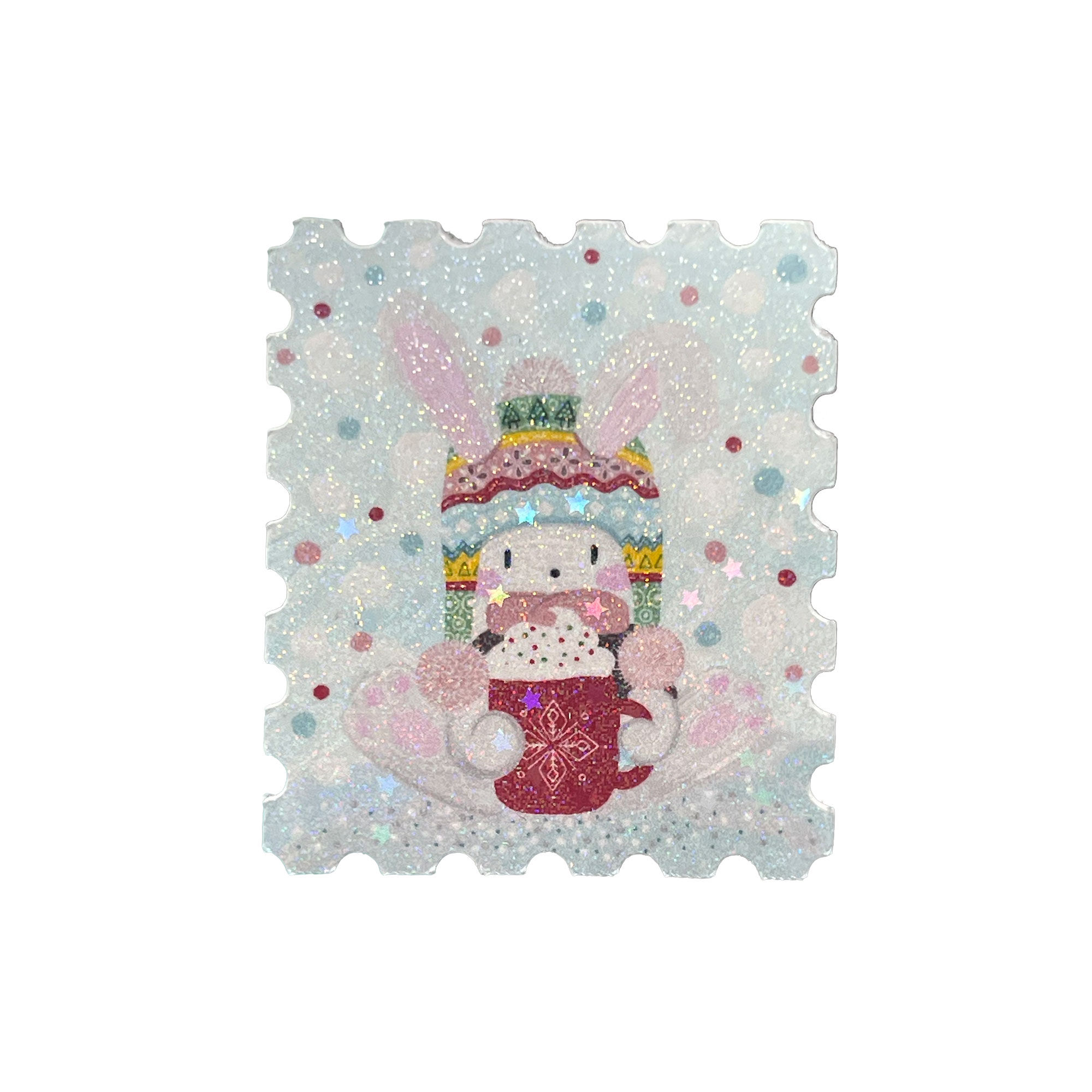 Cute Rabbit Drinking Hot Chocolate Sticker Set of 2