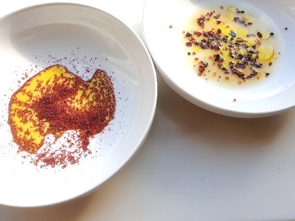 Bowls of oils and spices