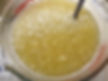 Apple puree mixed with meadowsweet syrup in a jug