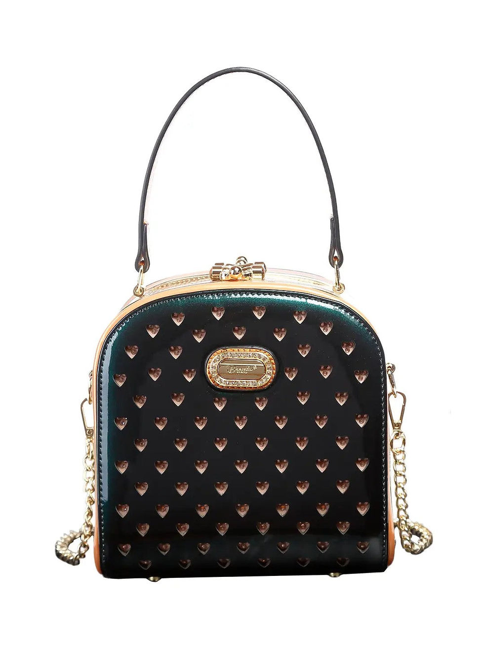 Thumbnail: Brangio Italy Elegant Heart-Embellished Starz Art Retro Unique Top Handle Bag
