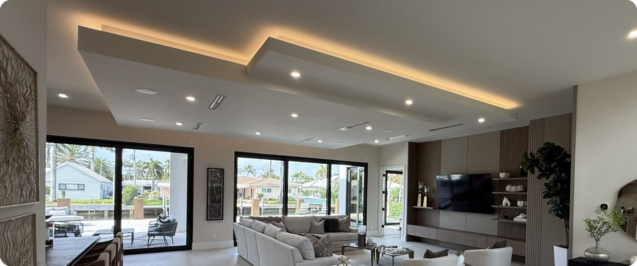 High-end lighting installation by Division 16 Electric Company in South Florida