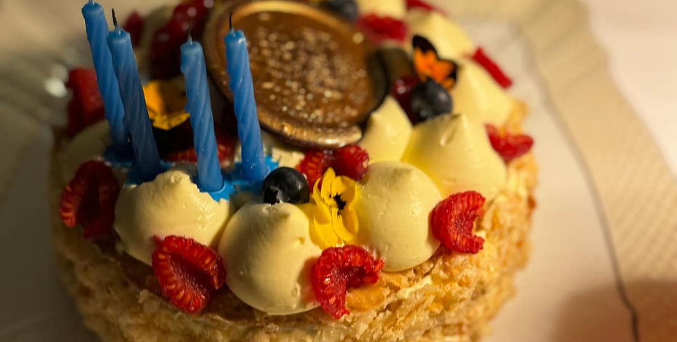 A birthday cake with candles
