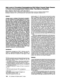 High levels of circulating cytomegalovirus DNA reflects visceral organ disease in viremic immunosuppressed patients other than marrow recipients