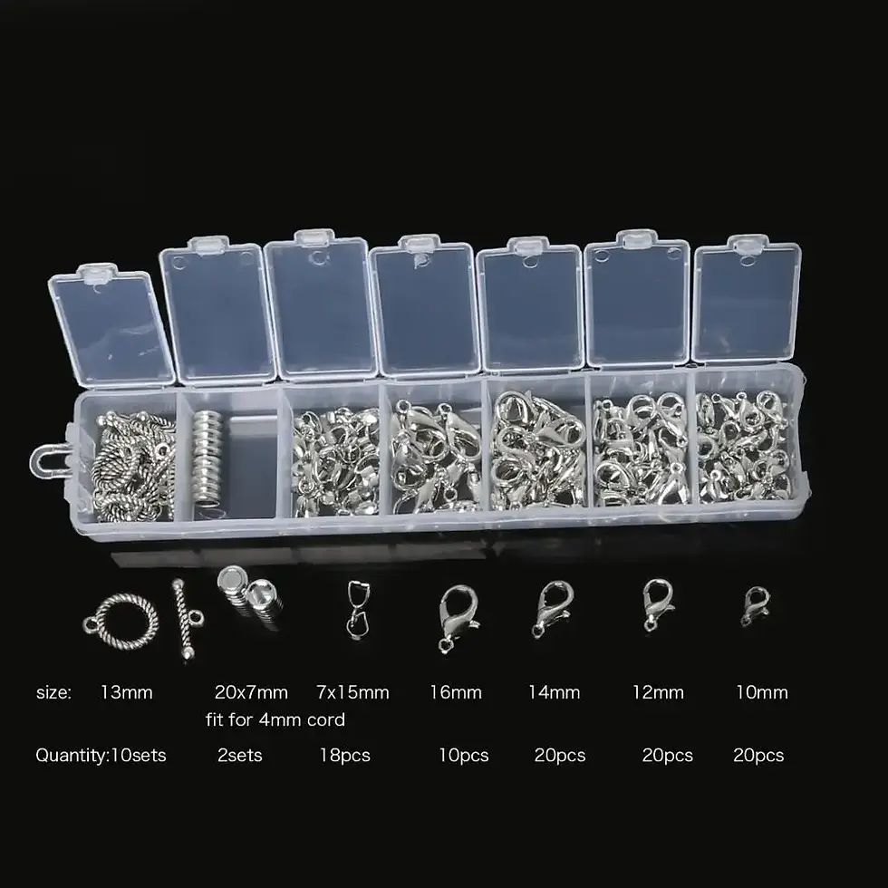 Thumbnail: 1Box DIY Jewelry Findings Tools Set Open Jump Rings Lobster Clasps End Caps