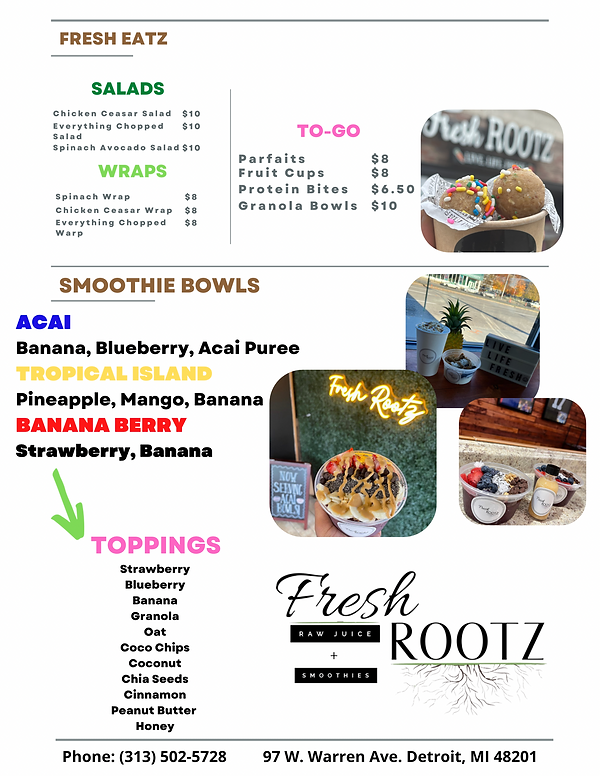 Menus | Fresh Rootz
