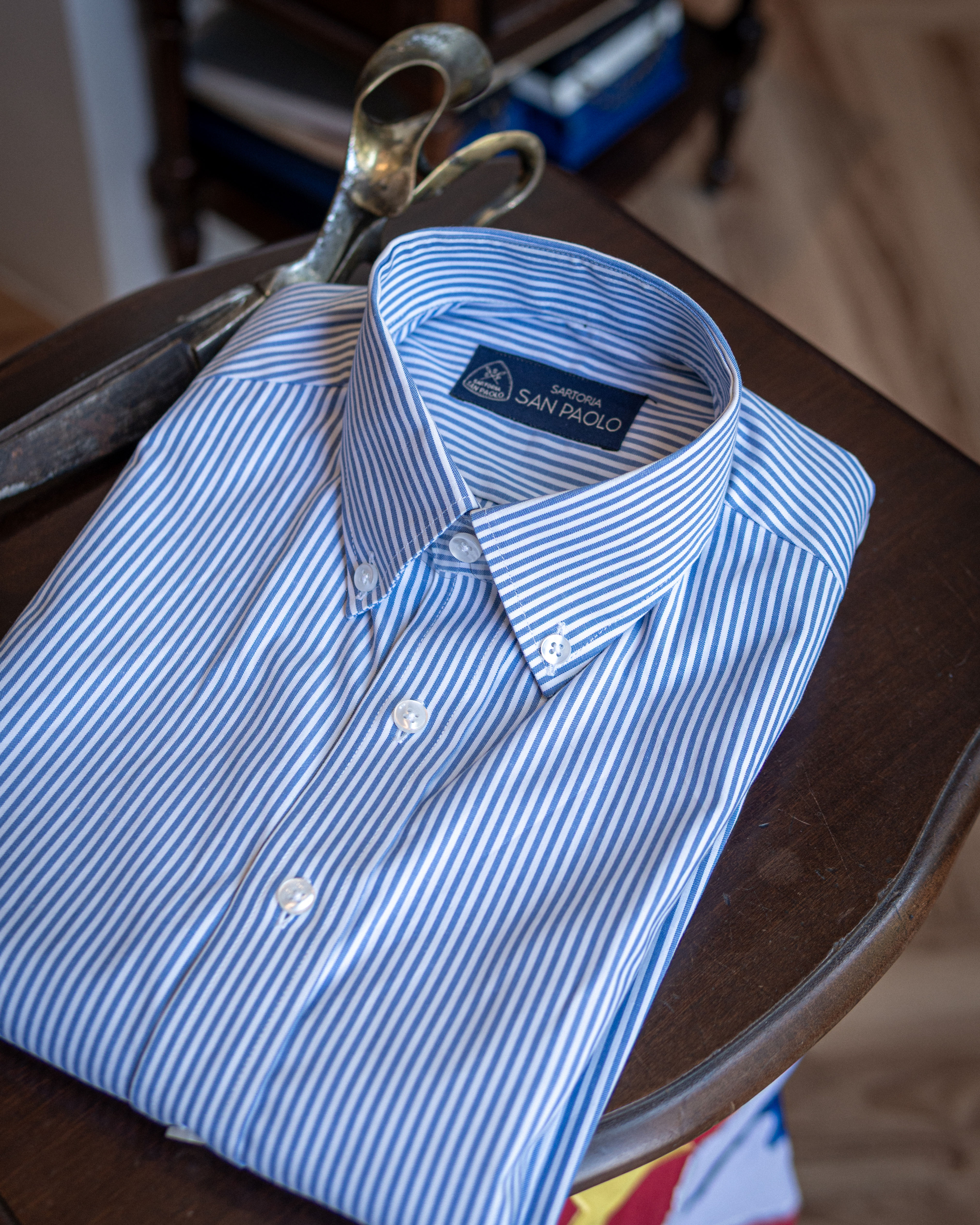 Camisa Oxford Button-Down Listrada Azul