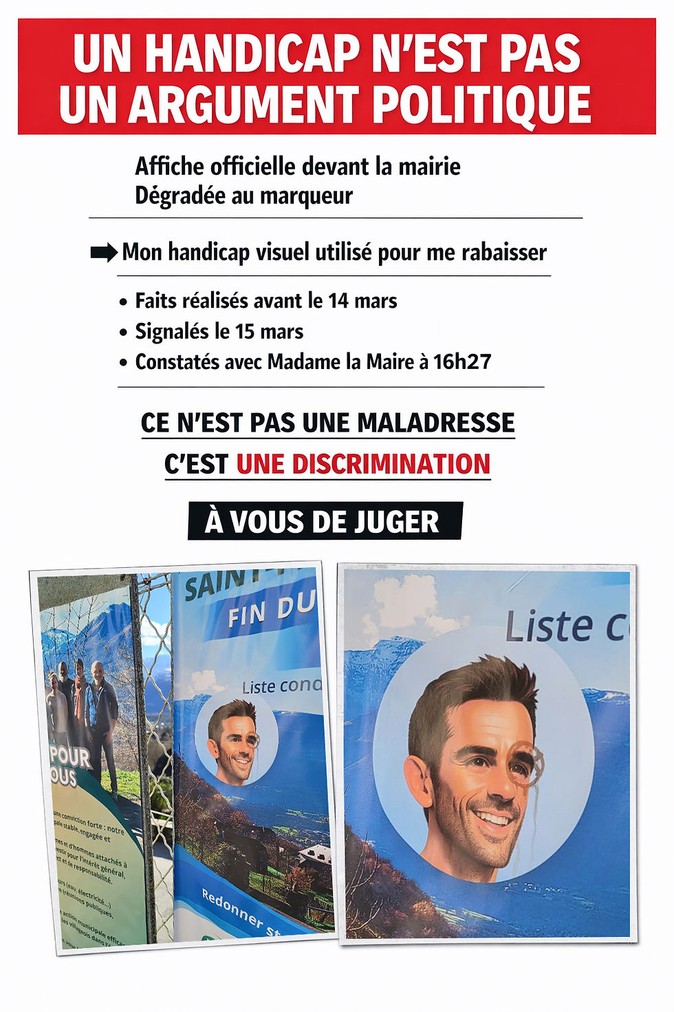 Le handicap n’est pas un argument politique. Le détourner, c’est une discrimination.