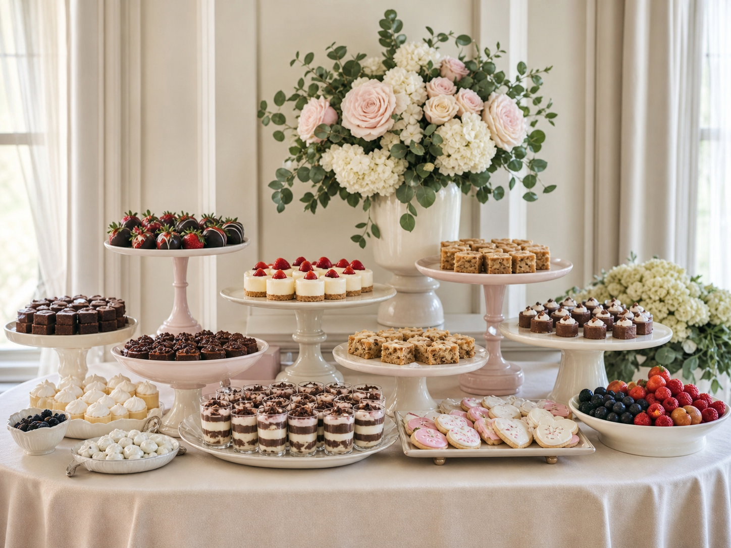 Elegant wedding dessert spread with handcrafted patisserie