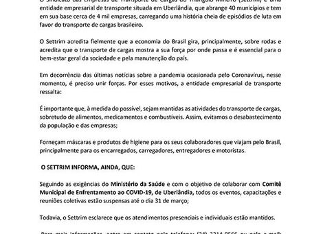 Comunicado coronavírus