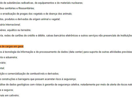 DECRETO Nº 10.282, DE 20 DE MARÇO DE 2020/ Nós continuamos por você, fique em casa