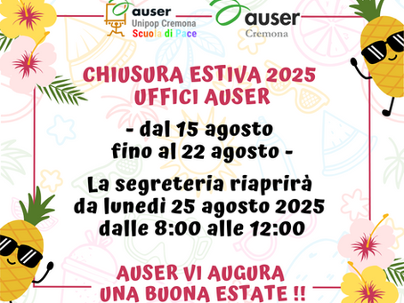 Chiusura estiva uffici Auser