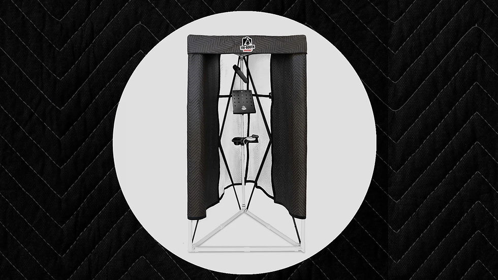 Tri-booth, folding portable recording studio setup