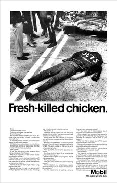 Mobil, Fresh-killed Chicken ad, 1966 photography by Dick Richards