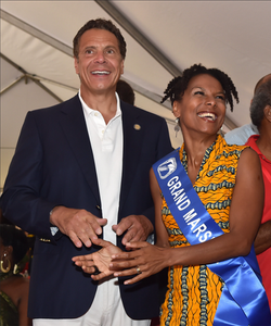 Gov Andrew Cuomo marches in the annual West India Day Parade on Eastern Parkway in Brooklyn