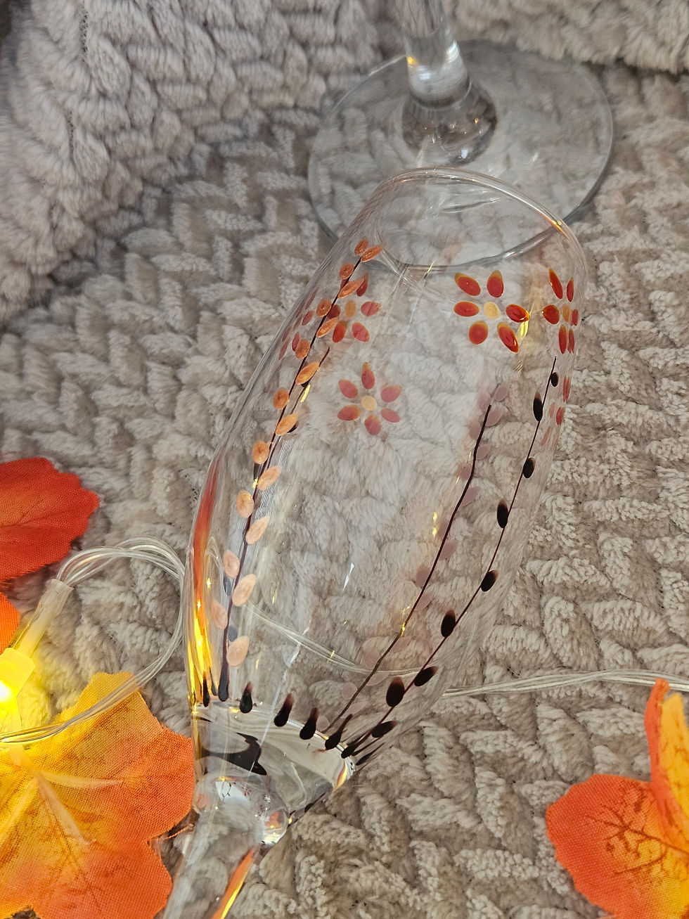 Thumbnail: Hand Painted Wine Glass - Autumn Leaves 