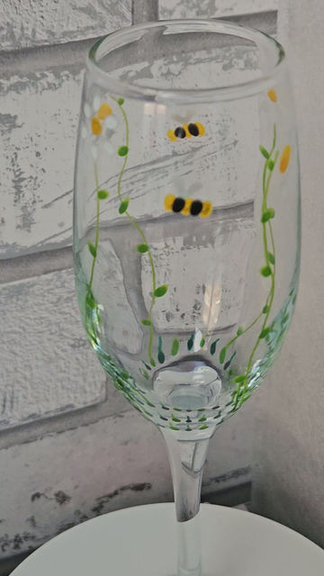 Thumbnail: Hand Painted Dancing Daisies Flute Glass