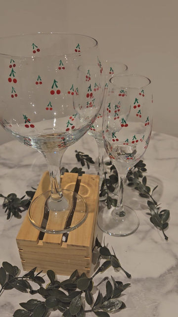 Thumbnail: Hand Painted Wine Glass - Cherry On Top