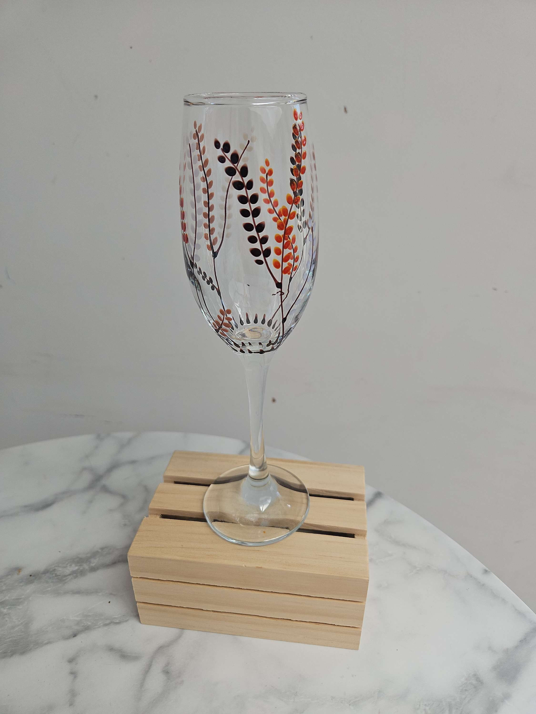 Hand Painted Flute in Autumn Leaves 