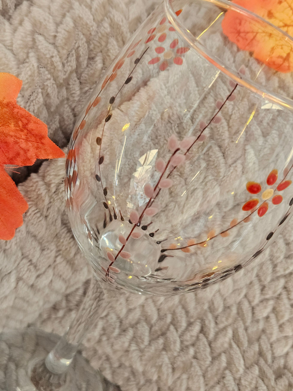 Thumbnail: Hand Painted Gin Glass - Autumn Leaves