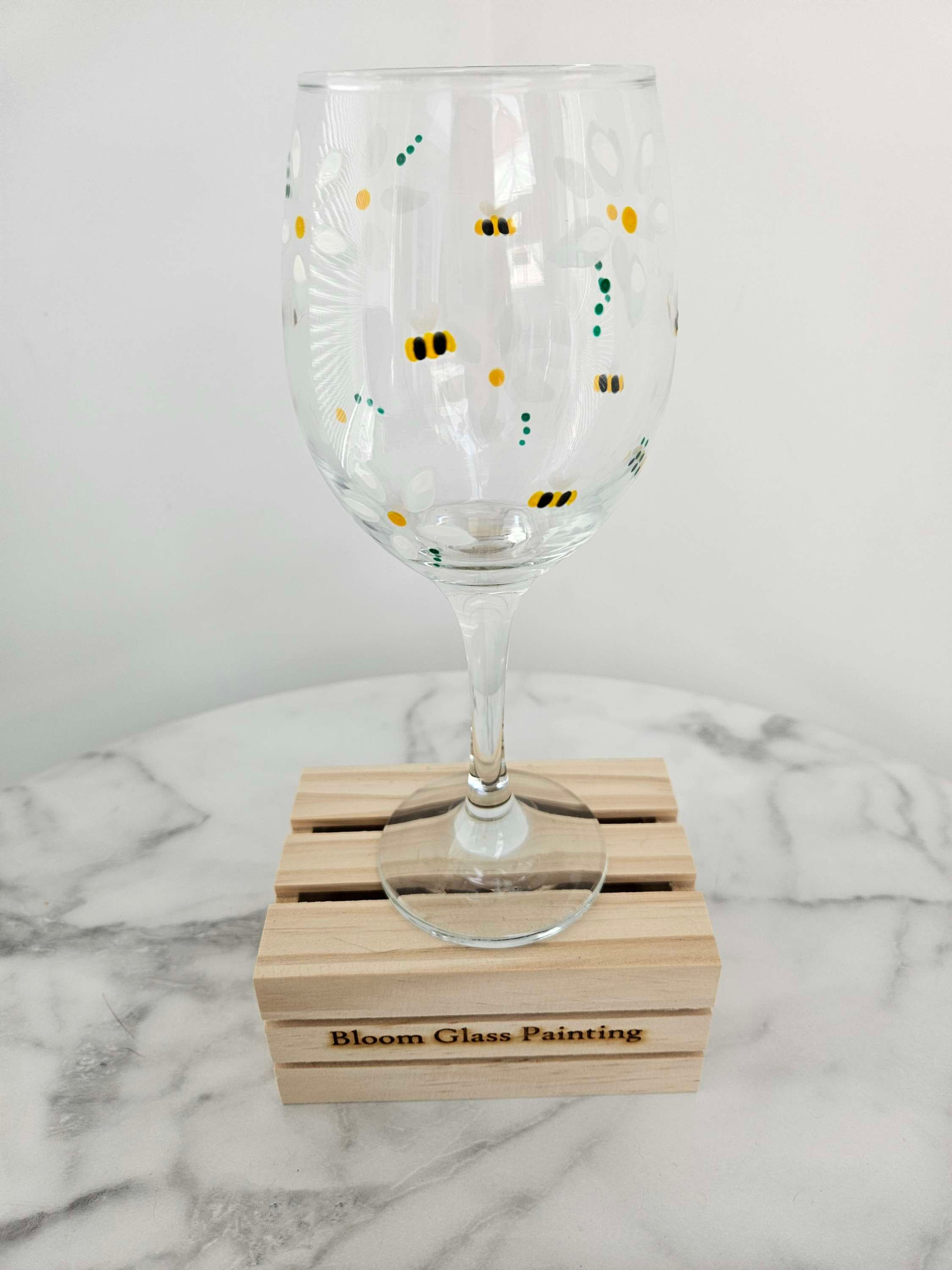 Daisies - Hand Painted Wine Glass 