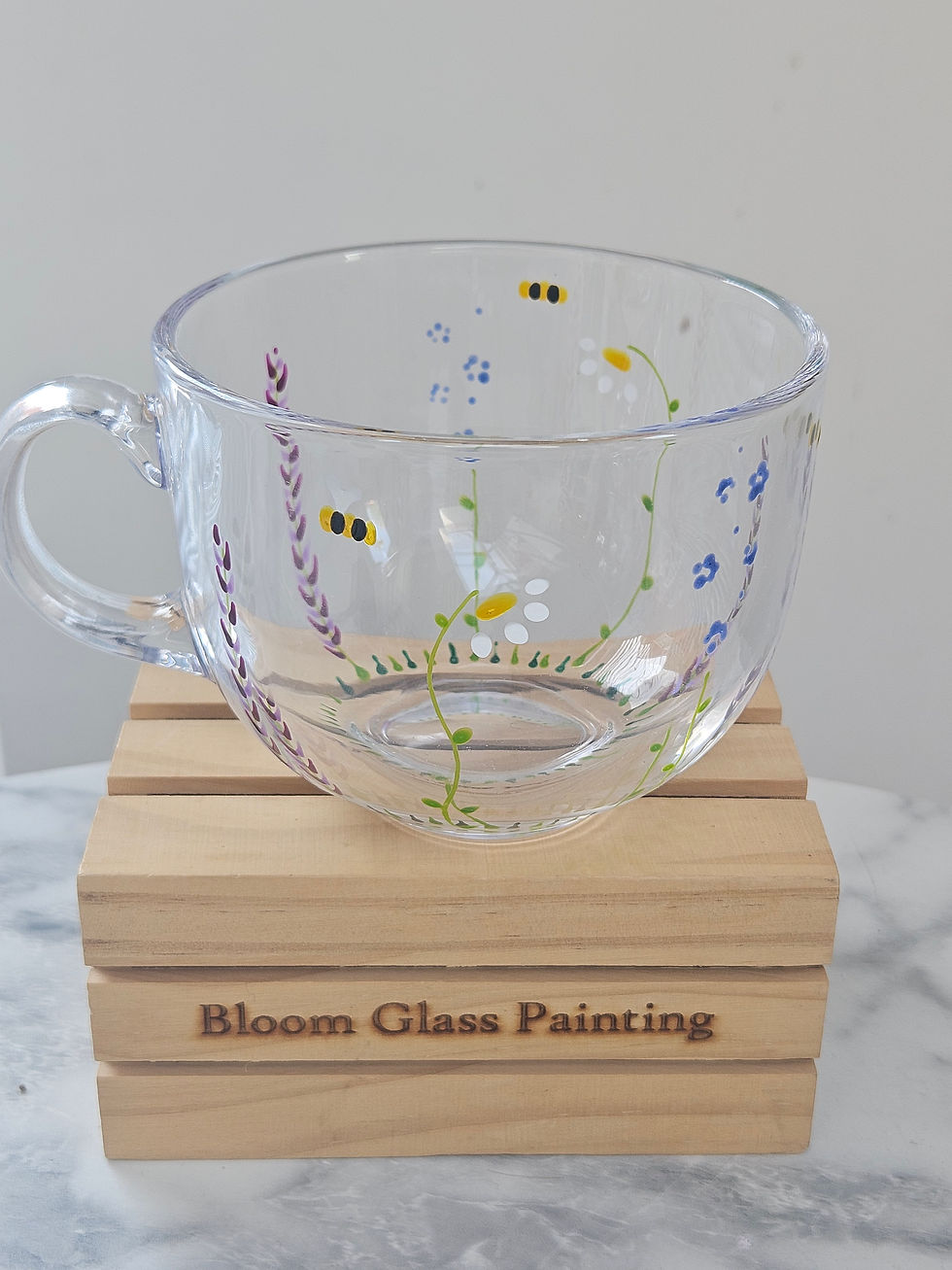 Thumbnail: Hand Painted Lavender and Daisy Glass Mug